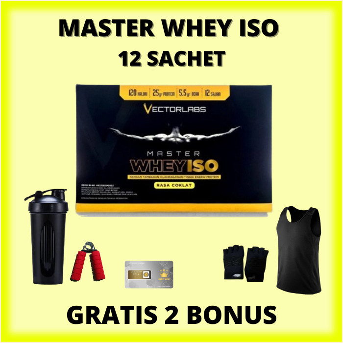 

Vectorlabs Master Whey ISO Box 12 Sachet Susu Protein Isolate BOWORAMADHAN