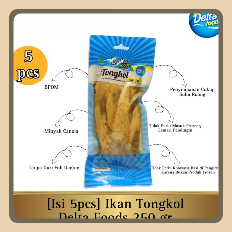 

[Isi 5pcs] Ikan Tongkol Delta Foods 250 gr - Ikan Tongkol Delta Foods With Minyak Canola Siap Saji