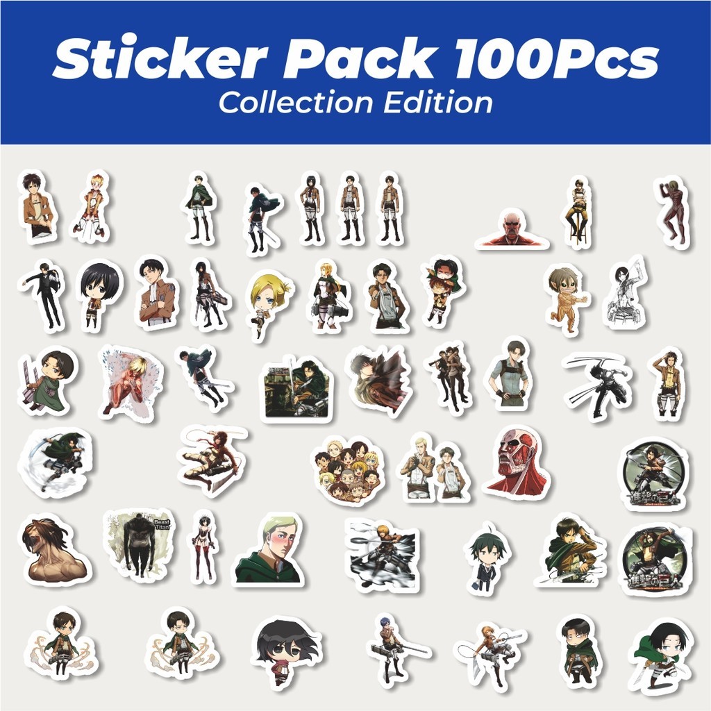 

Hot Sticker Anime Attack On Titan Lucu Anti Air Stikers Berperekat Waterproof Sticker Decal Buat Motor Helm Buku Journal Koper Casing HP Laptop Botol Minum