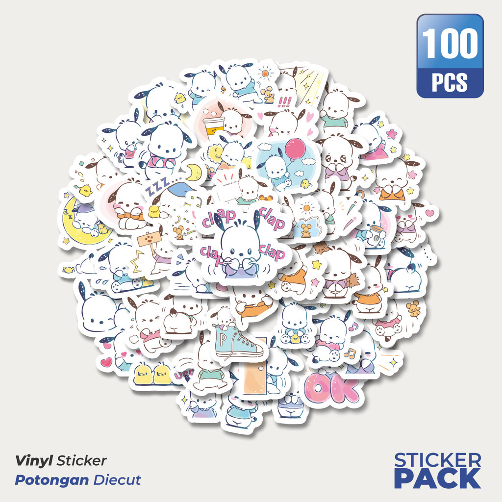 

Stiker Vinyl Stiker Kartun Pochacco Versi 2 Waterproof Aesthetic- Untuk Laptop, Motor, dan Helm - Paper Stationery Pack