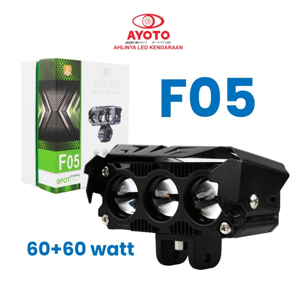 LAMPU TEMBAK/ LAMPU SOROT LAMPU LASER AYOTO F05 3 MATA 60WATT 2 WARNA PUTIH KUNING MOTOR MOBIL