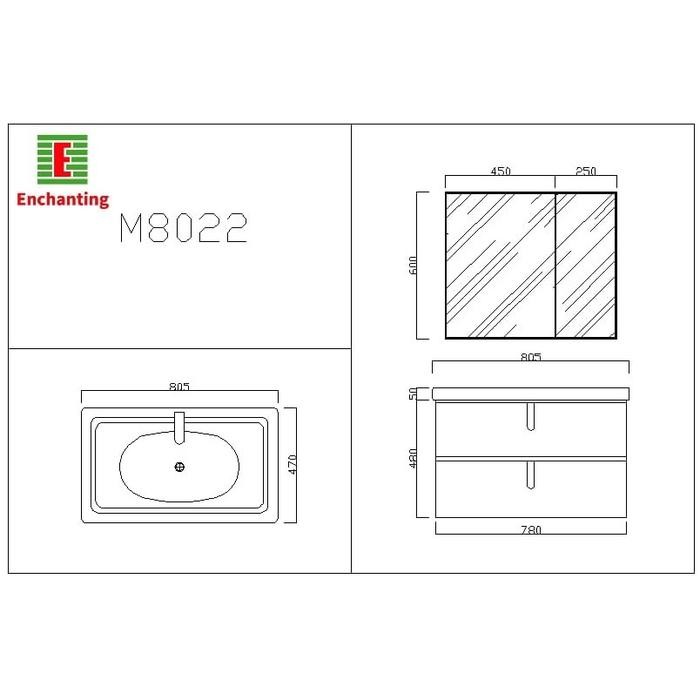 Wastafel Kabinet Set Europe Enchanting M8022 Modern Minimalist - Hijau