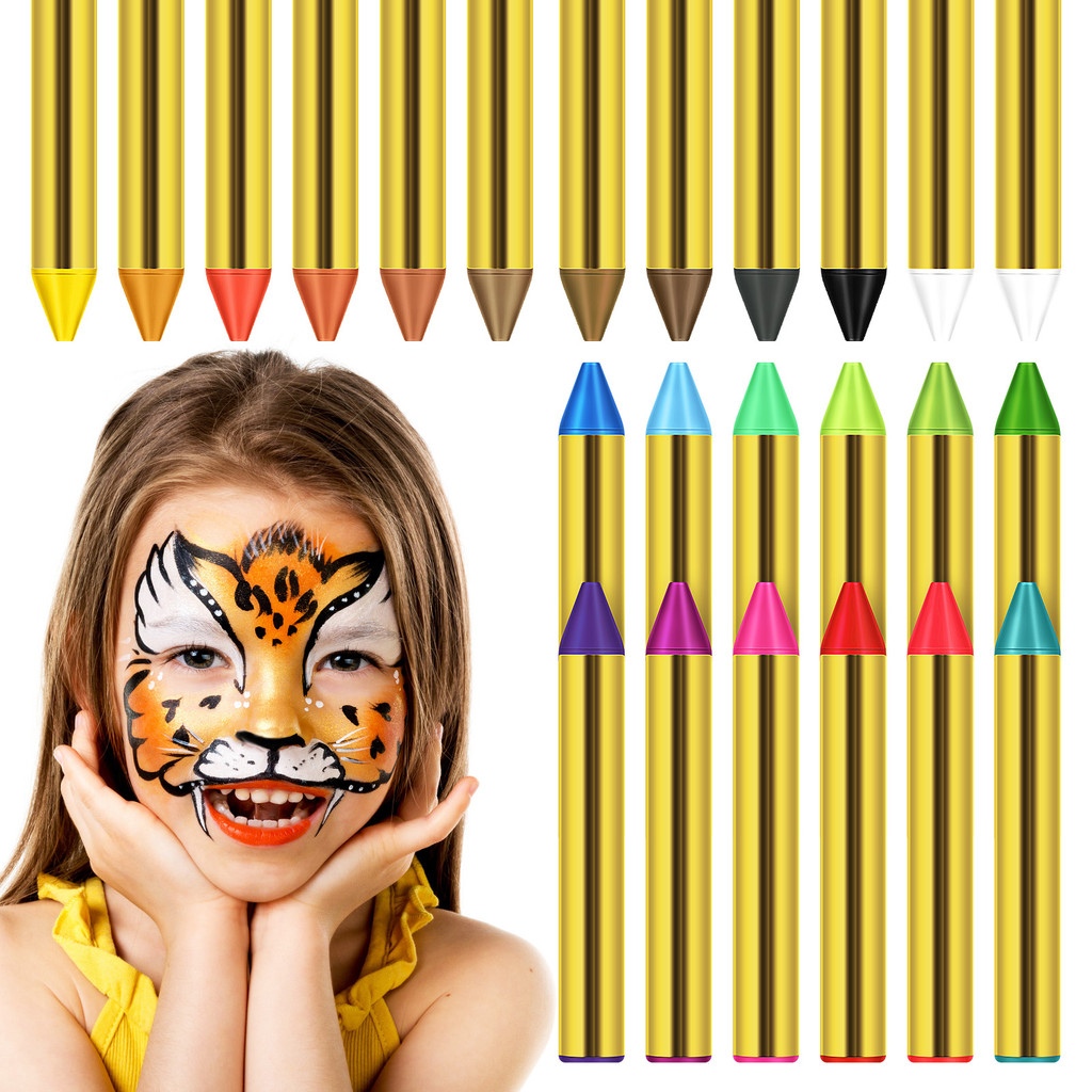 

24pcs/Box Face Paint Crayons Makeup Sticks Non-Toxic Safe Body Painting Art Crayons for Halloween Party Cosplay Supplies