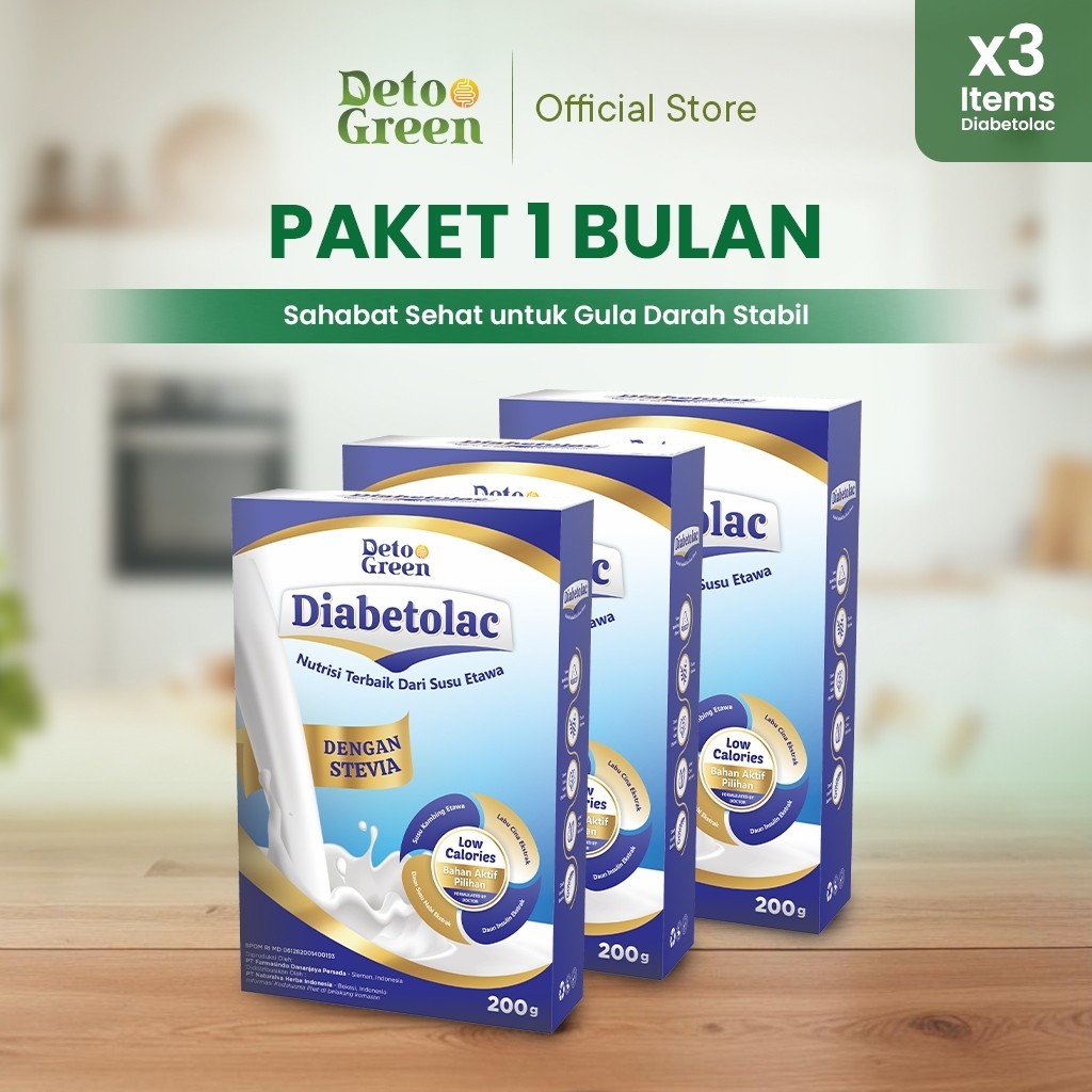 

(PAKET 1 BULAN) DIABETOLAC Paket 3 Susu Kambing Etawa 100% Murni untuk Gula Darah Stabil