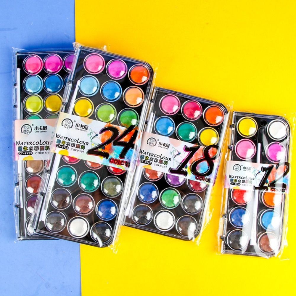 

12/18/24/36Colors Solid Watercolor Paint Set Metallic Glitter Plastic Box Watercolor Pigment Painting Pigment Set Students