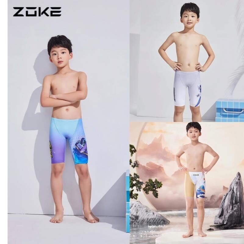 ZOKE Boys Cepat Kering Lutut Panjang Berenang Trunks Kompetisi Pelatihan Pakaian Renang untuk Anak-a