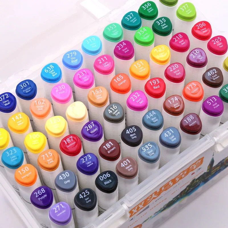 

M&G 12/24/36/48/60/80/108 Colors Oil Markers Dual Headed Artist Sketch Alcohol Ink Pen Marker For Animation Manga Art Supplies