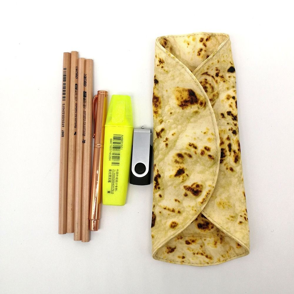 

Soft Canvas Tortilla Roll Pencil Case Funny Pencil Pouch Portable Pencil Holder Bag For Student School Suppliers Gift Pencil Bag