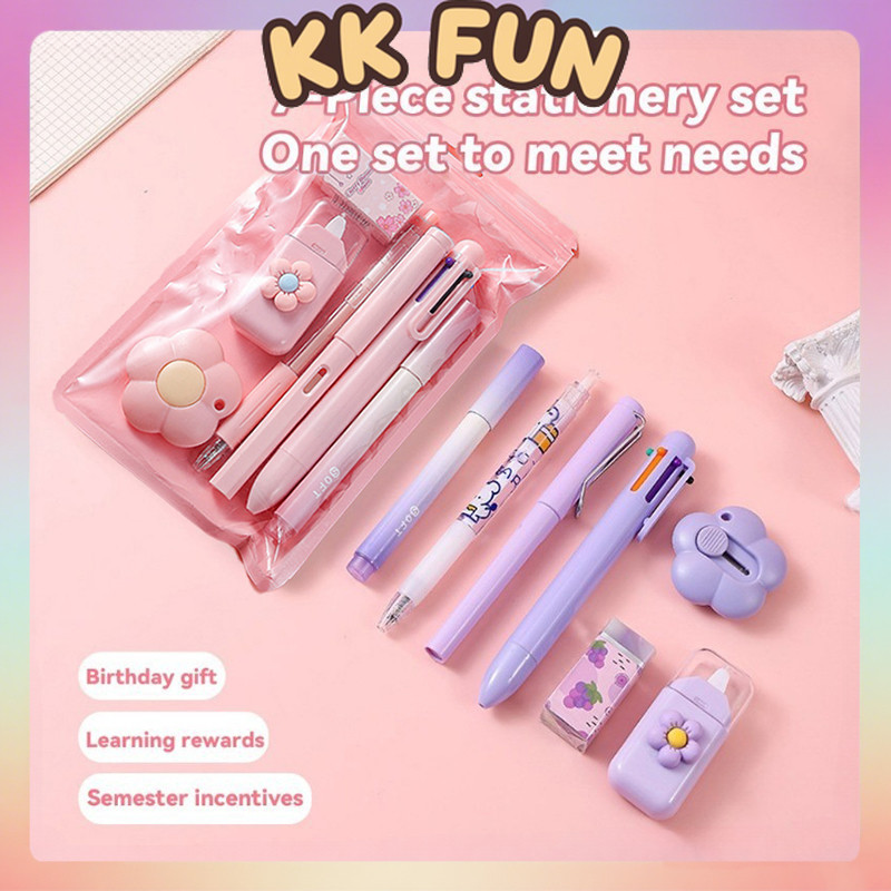 

7-Piece-Set Set Alat Tulis Kawaii Paket Hadiah / Perlengkapan Sekolah Lucu Berbagai Macam Alat Tulis