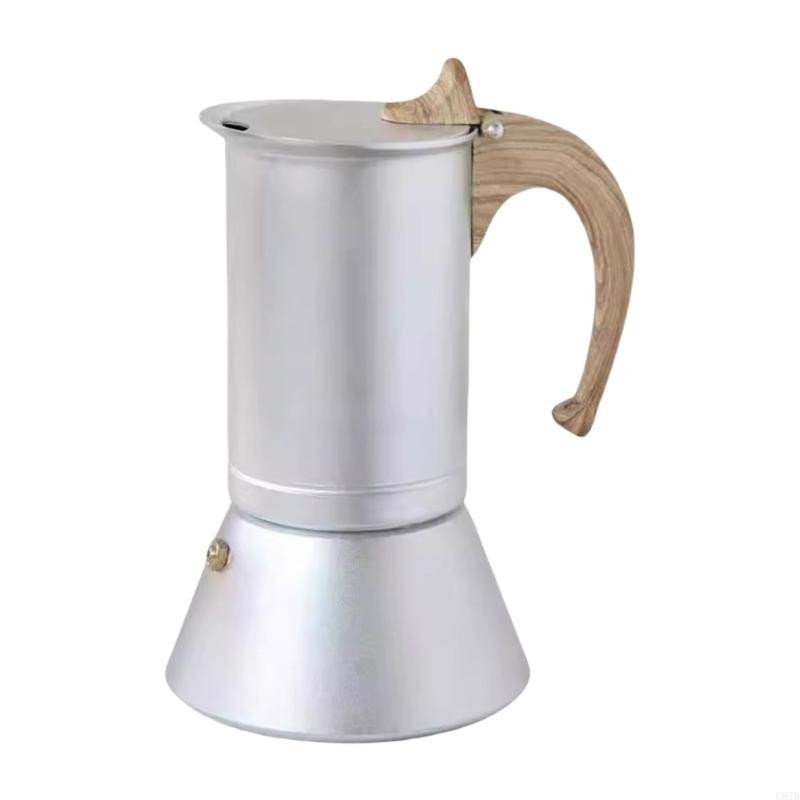 G8TB 150ml Mokas Pot for Gas Electric Induction Cooktops Wooden Handle Espresso Maker