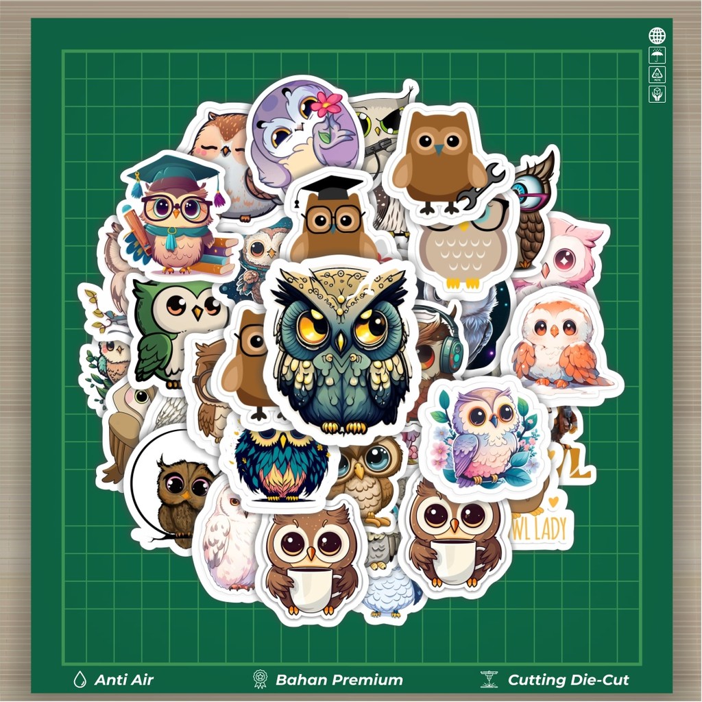 

HOT 50 PCS STIKER Stiker Owl [Burung Hantu] Stiker Fashion Cars Decal Dingin Kartu Album Custom Vinyl Anti Air- Sticker Aesthetic Buku Journal Koper Casing HP Tablet Laptop Helm Motor Botol Minum