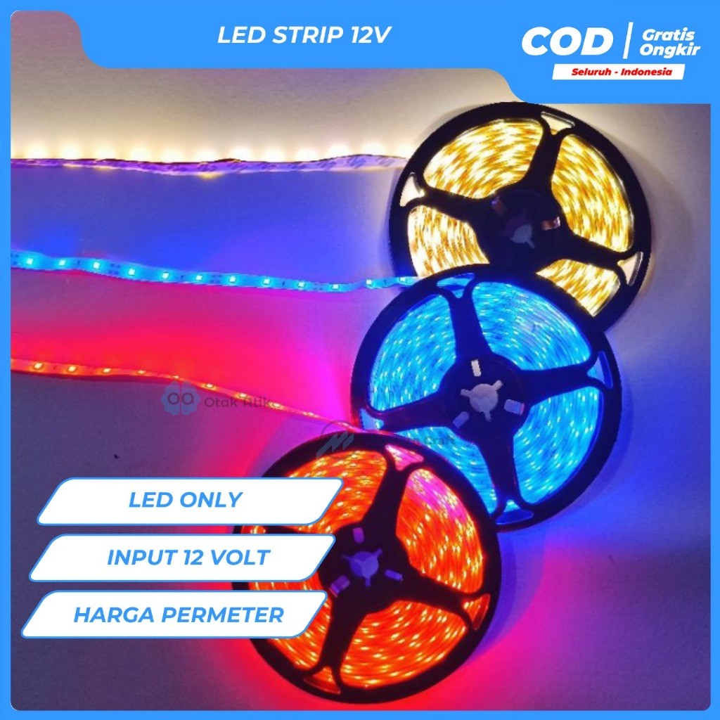 LAMPU LED STRIP | LED STRIP 3528 IP44 WATERPROOF 12V | LAMPU PLAFON | LAMPU ETALASE METERAN