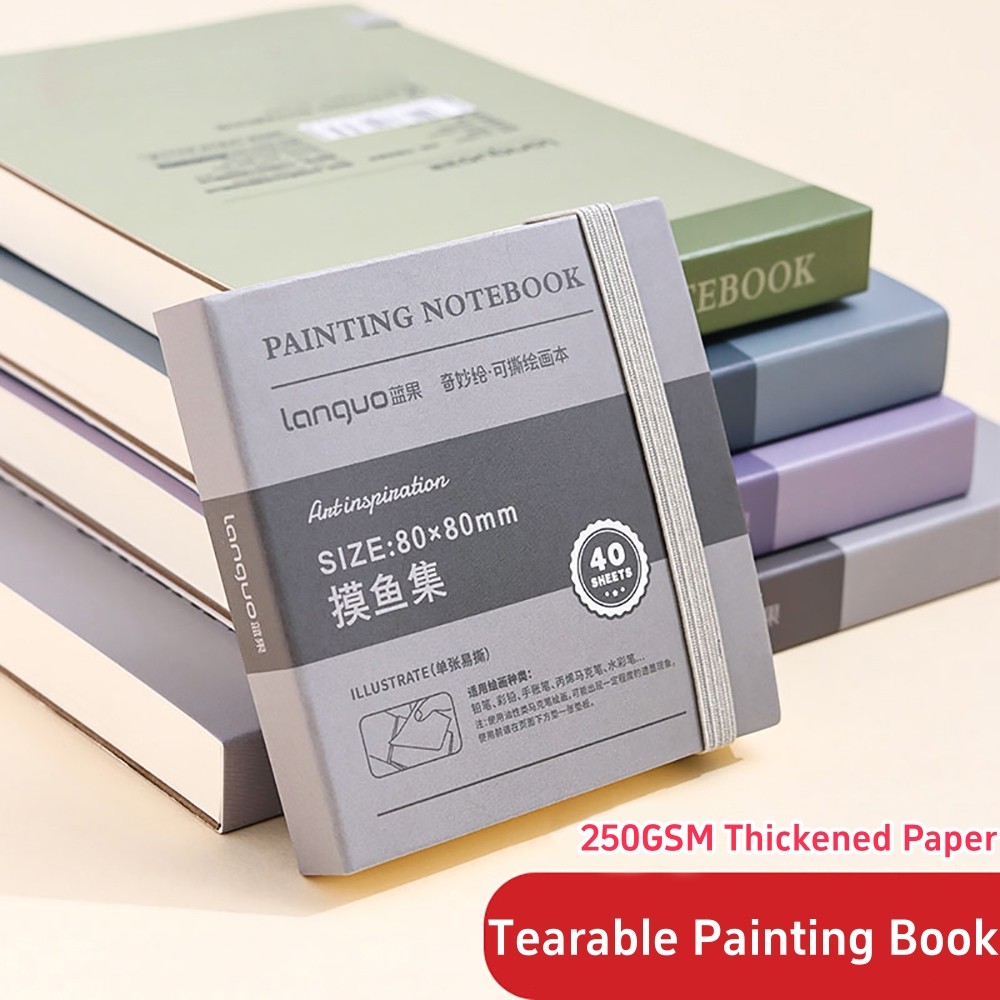 

40 Sheets Handheld Drawing Notebook Tearable 250g Thick White Cardboard Mini Graffiti Book Art Supplies Watercolor Sketchbook