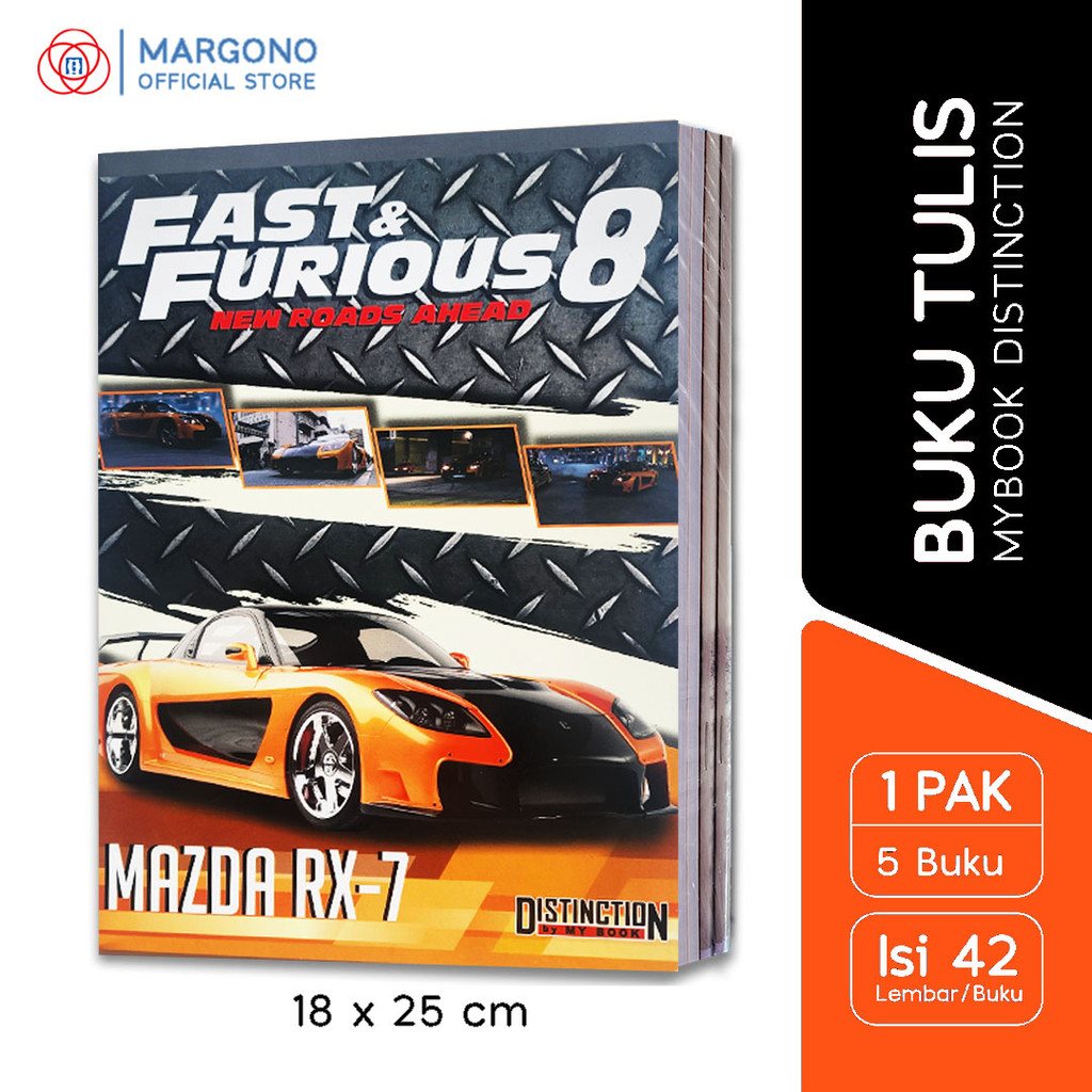 

My Book Distinction Buku Tulis Panjang Boxy B5 Mobil Fast & Furious 42 Lembar - 5 Buku