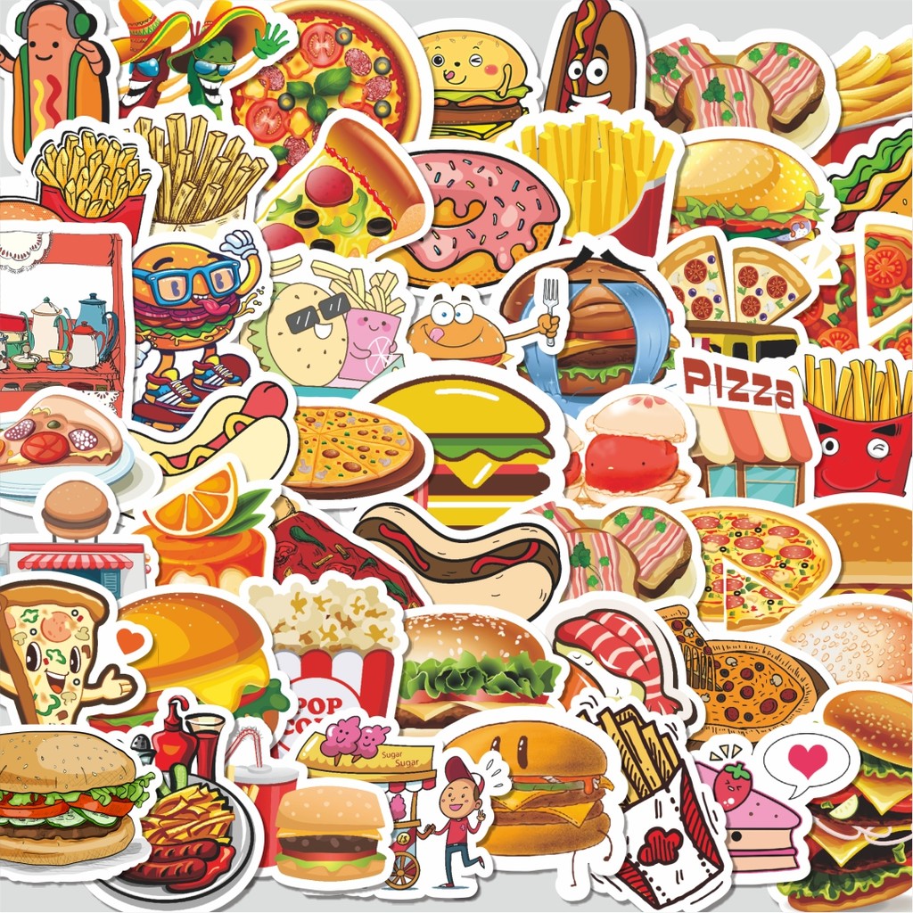

Stiker Cutting Pack Stiker Food Delicious [Makanan Lezat] Isi 100Pcs Series Aesthetic Lucu Keren Untuk Koper Bahan Vynil