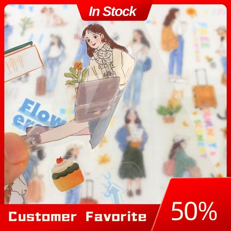 

AT03 Top Women Journal Sticker Book, PET People Stickers For Journaling Scrapbooking Junk Journal Supplies Romantic Travel