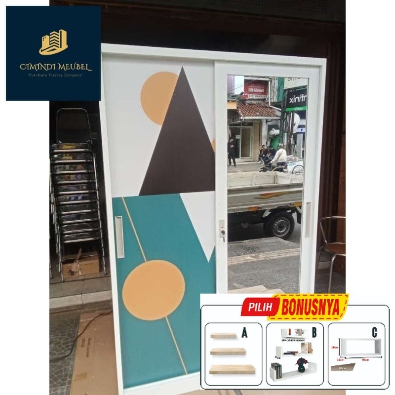 PROMO Lemari besi sliding 2 pintu Jumbo / Lemari besi importa / Lemari pakaian sliding Minimalis