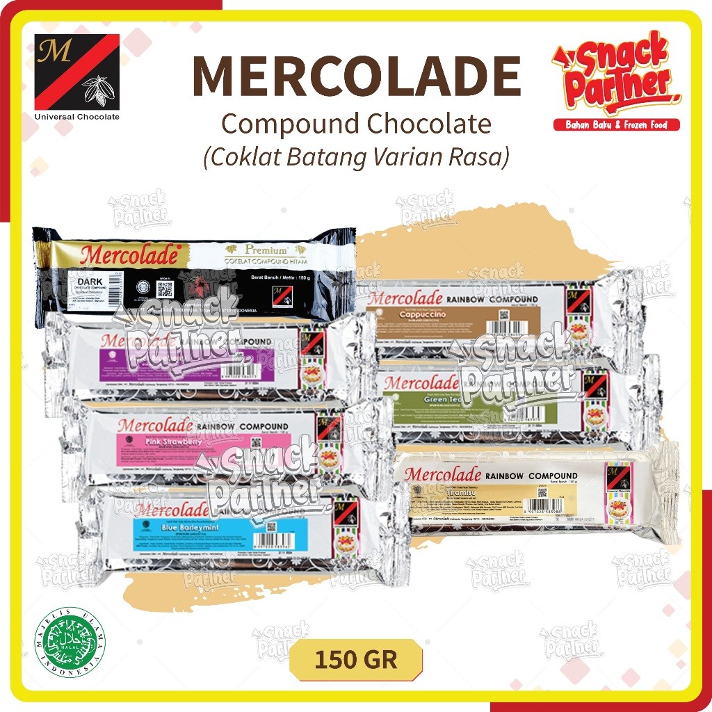 

MERCOLADE Compound 150 GR by MERO - Coklat Batang Leleh DDC Choco White Putih Violet Blueberry Pink Strawberry Blue Cappuccino Green TeaTiramisu