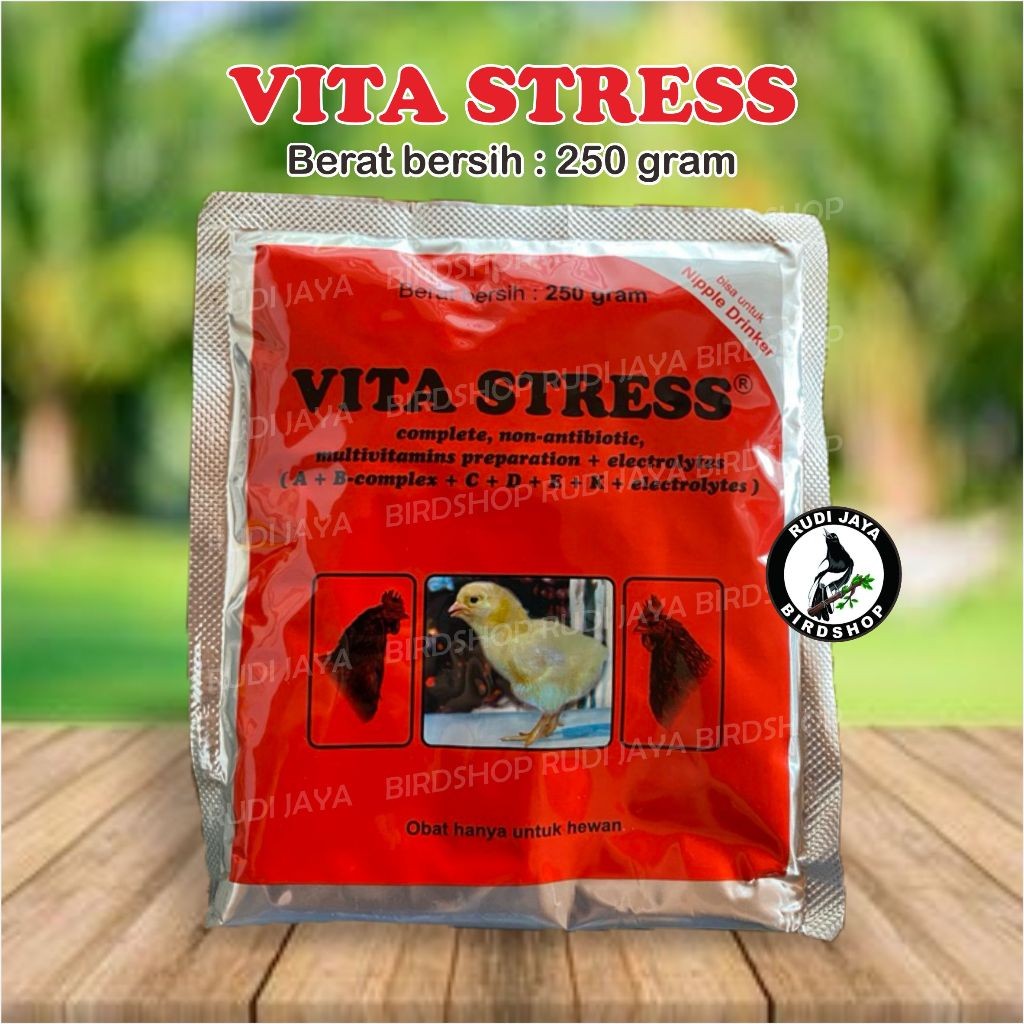 VITA STRESS 250 GRAM MERAH MEDION OBAT VITAMIN ANTI STRES AYAM UNGGAS BEBEK MENAMBAH NAFSU MAKAN