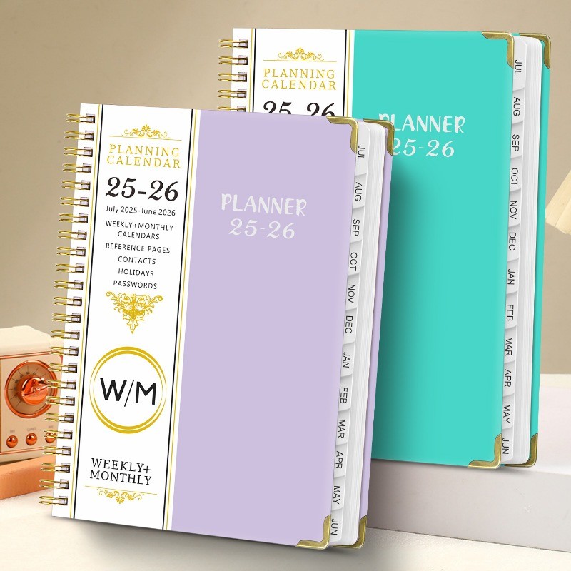 

Paper 2025 Planner Notebook with Index Tags Coil 365 Days Diary Book School Supplies Notepads A5 Daily Plan Schedule Notepad