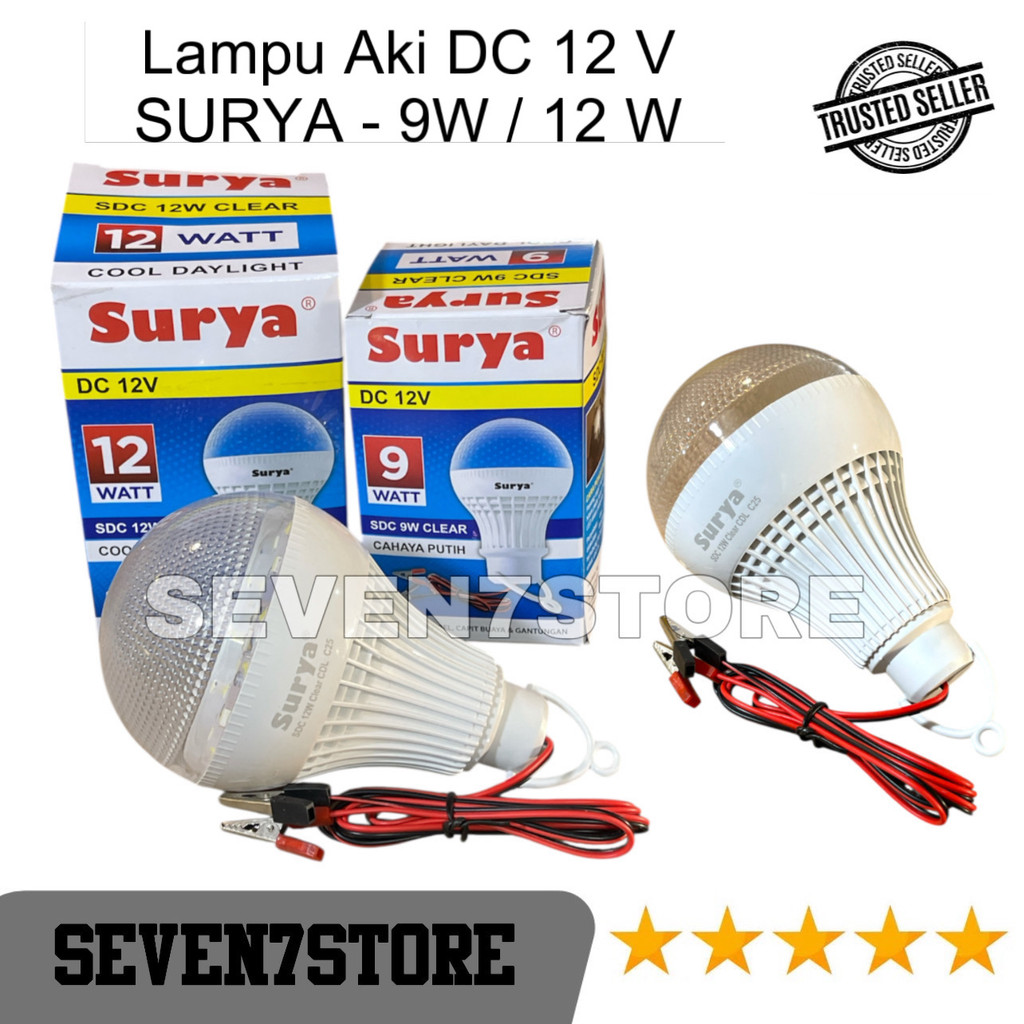 Bohlam LED Capit Aki DC 12 Volt 9W 12W Lampu LED Super Terang Cool Daylight Putih