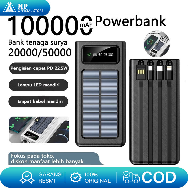 50000/100000 mAh Powerbank Robot Power Bank Solar Cell Tenaga Surya Portable Led Indikator Multifung