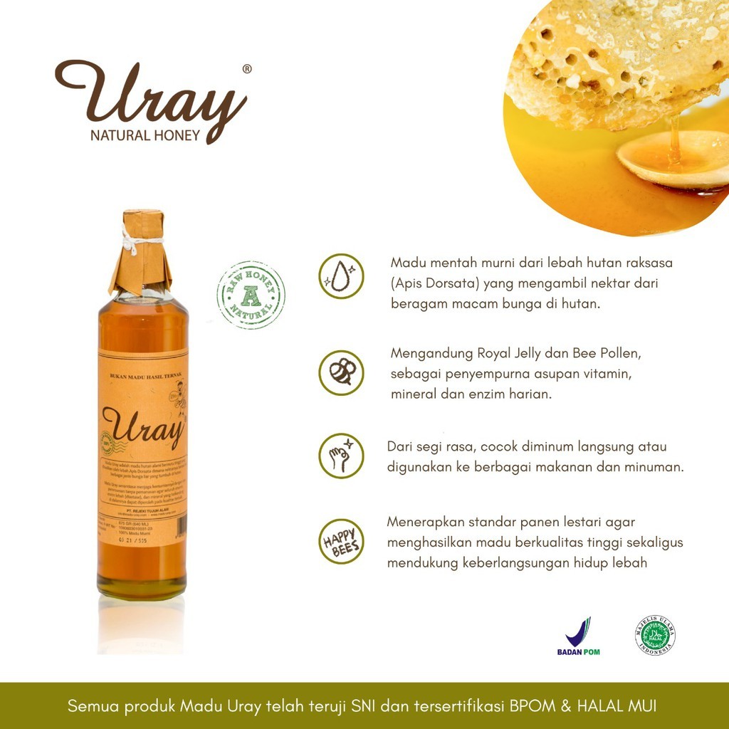 

JAMIN MURAH !!!Madu Uray Raw Natural Honey 875 gr (640 ml)(BISA LANGSUNG ORDER)