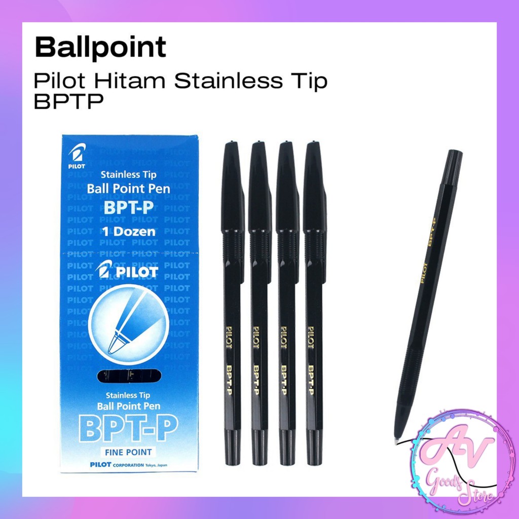 

Ballpoint PILOT BPT-P (12Pcs) / 1Lusin Pulpen Pilot Stainless Tip BPTP / 1Pak Bolpen Pena