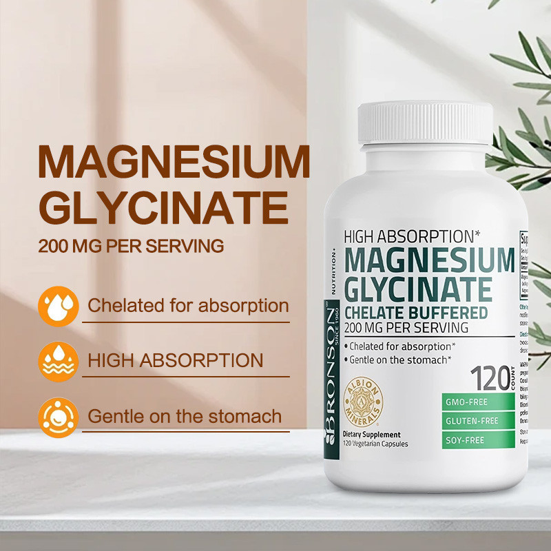 BRONSON Magnesium Glycinate Bronson 200MG/400MG Vegetarian Capsules