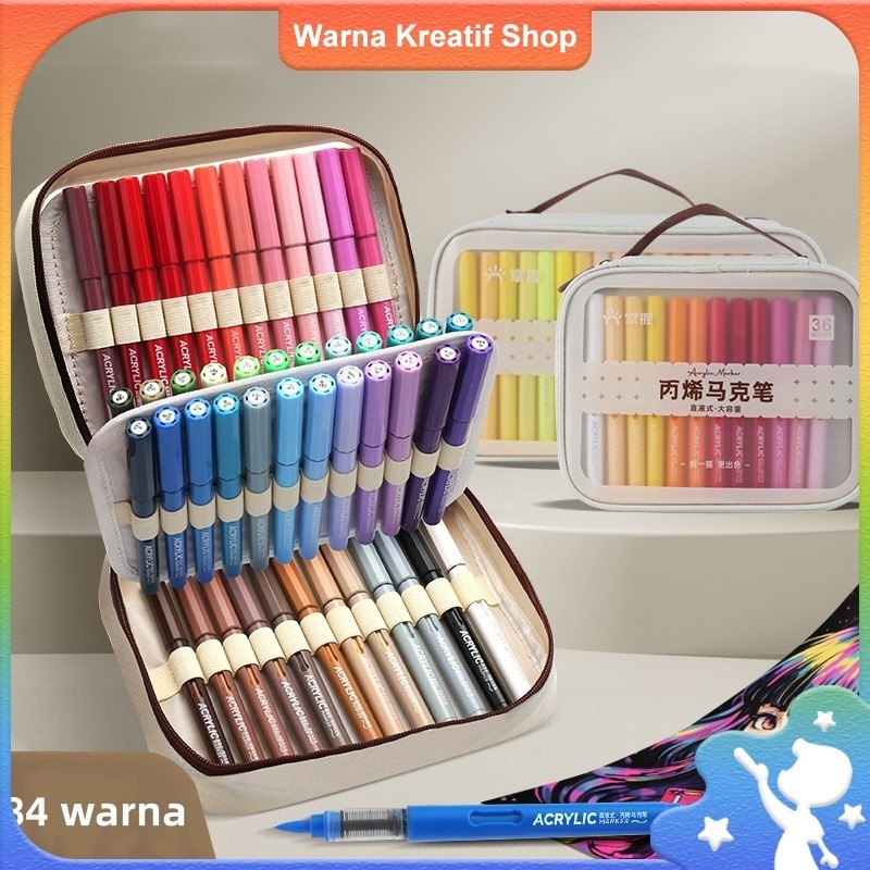 

New Grasp Pensil Marker Acrylic Cair Ujung Lunak Spidol Akrylik Langsung 84 Warna, Ideal untuk Seni Siswa, Tidak Tembus WarnaPremium
