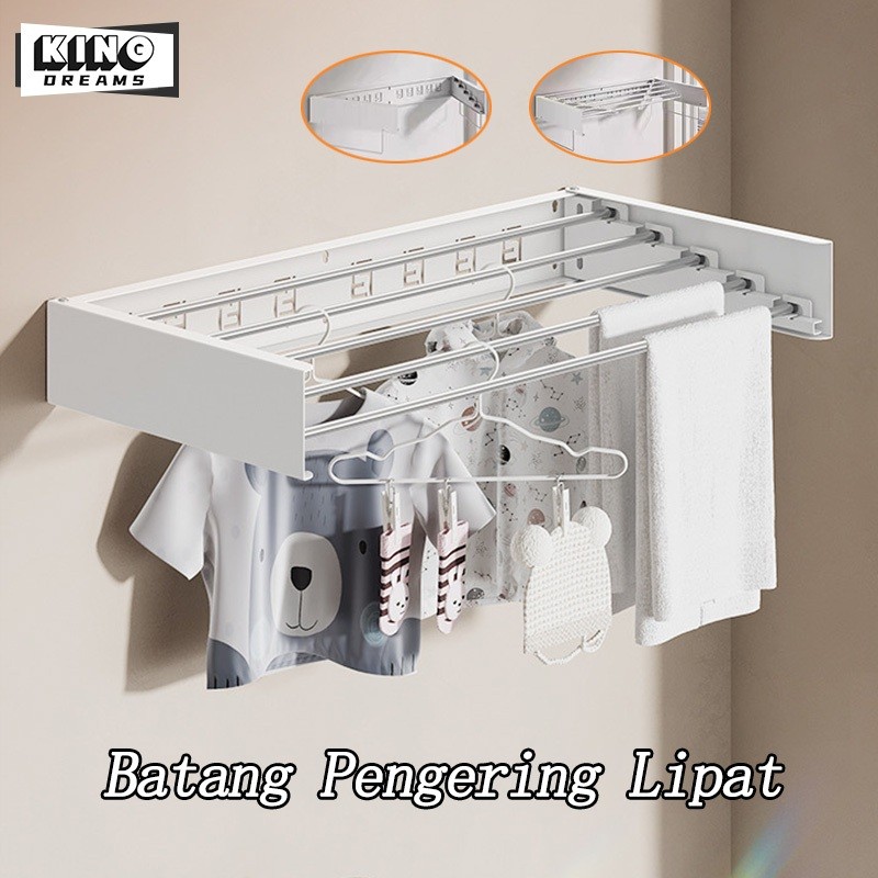 NEW Rak Jemuran Pakaian Lipat Dalam Ruangan Rak Jemuran Pakaian Pakaian Handuk Sepatu Tempel Dinding