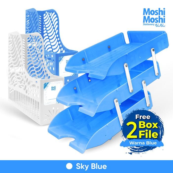 

PROMO Document Letter Tray Rak Susun Dokumen 3 Tingkat FREE 2 File Box - Sky Blue