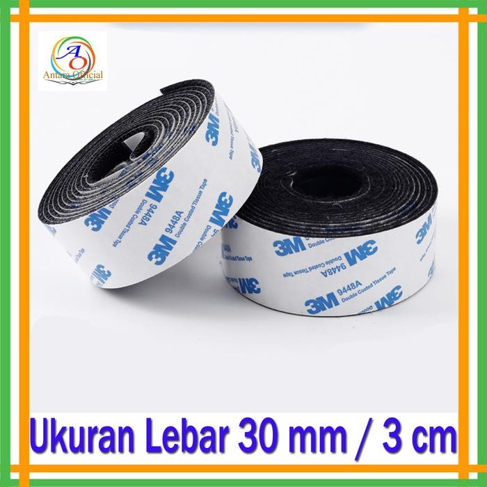 

Double Tape Brand 3M Ukuran 30mm 3cm Kasar & Halus Nylon Hook And Loop - Hitam