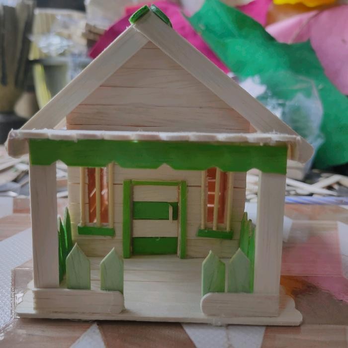 

miniatur rumah stik es krim prakarya kerajinan tangan tugas sekolah pajangan di rumah Kotak - rumah, 12