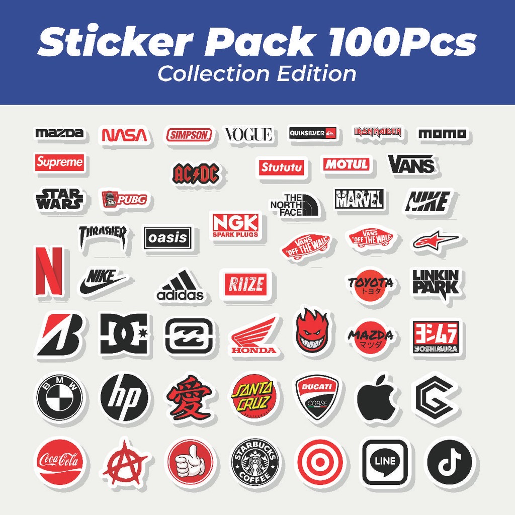 

Hot Stiker Red and Black Mixed Logo [Campuran Logo Merah dan Hitam] Lucu Anti Air Stikers Berperekat Waterproof Sticker Decal Buat Motor Helm Buku Journal Koper Casing HP Laptop Botol Minum