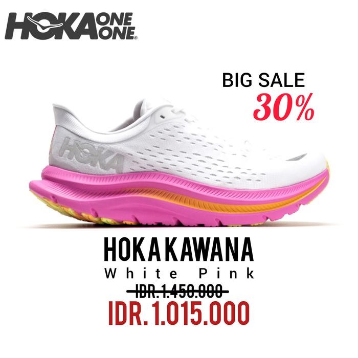 SEPATU RUNNING HOKA KAWANA WHITE AND PINK WOMEN 100% ORIGINAL BNIB / SEPATU SNEAKERS PRIA DAN WANITA