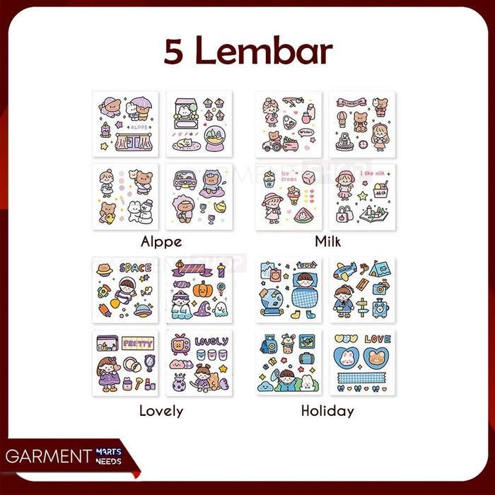 

[Produk Baru Berkualitas Garansi] Sticker Aesthetic Kelinci Beruang Lucu Stiker Dekorasi Journal - RNDM MINI 5 PCS Paling Laris