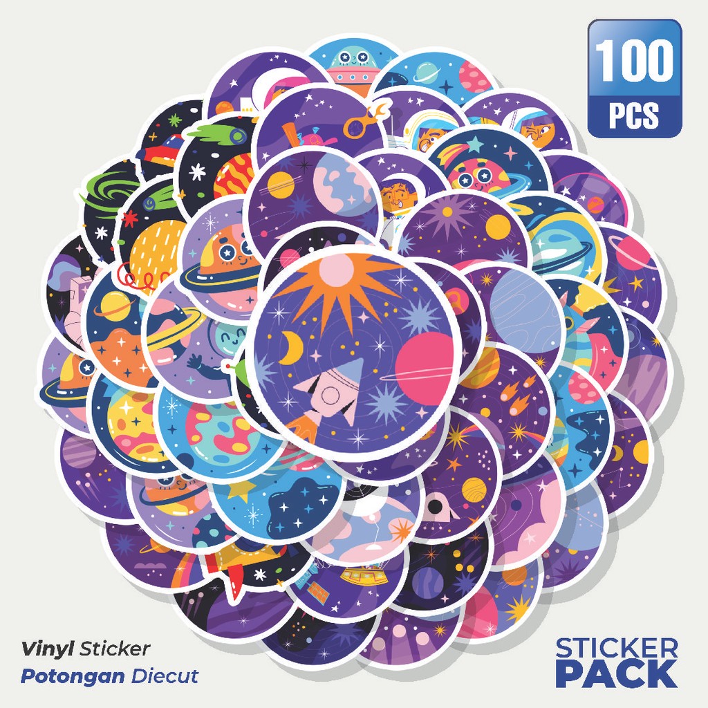 

Super Hemat! 100 PCS Stiker Universe Sticker Pack Waterproof Aesthetic- Untuk Laptop, Motor, dan Helm - Paper Stationery Pack
