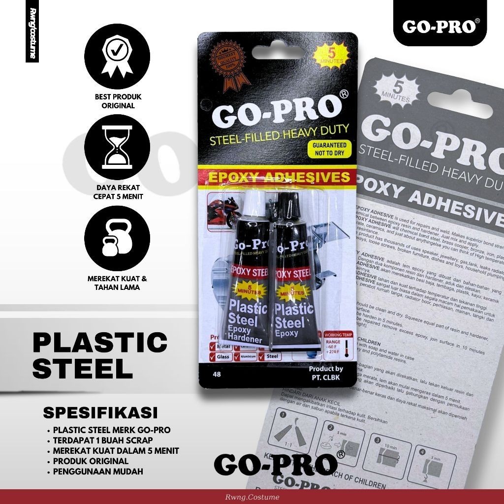 

ots Plastic Steel Korea Go-Pro / Epoxy Adhesives 1 Lusin (12 Pcs) Lem Plastik Steel