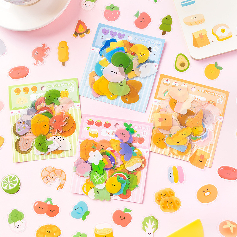 

60pcs Cut Sticker Pack Expression Pet Sticker Korean Cartoon Expression Hand Account DIY Gu Card Decoration Sticker 4 Models