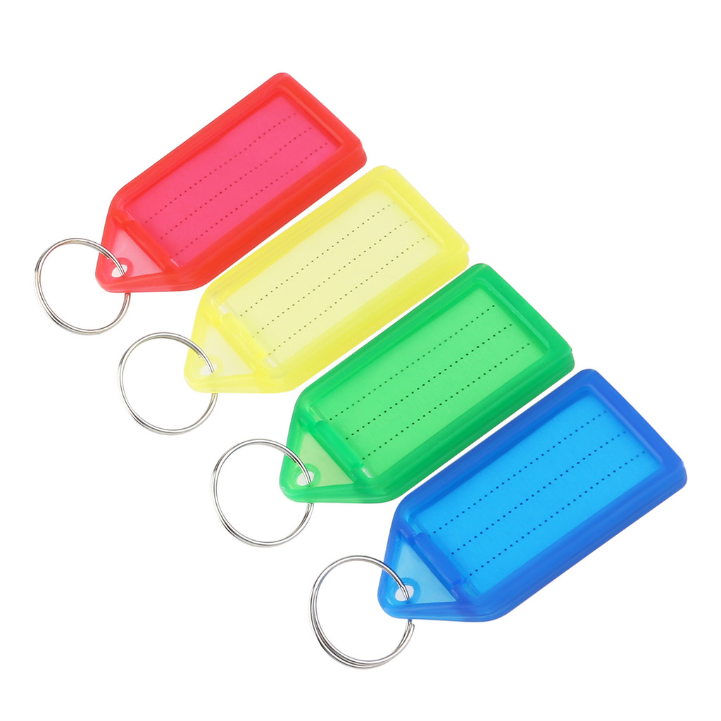 

60Pcs Multi Color Plastic Key Fobs Luggage ID Tags Labels Hard Material Keychains With Strong Rings For Luggage Memory