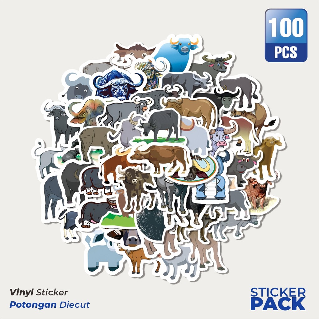 

Super Hemat! 100 PCS Stiker Hewan Bufallo [Kerbau] Waterproof Aesthetic- Untuk Laptop, Motor, dan Helm - Paper Stationery Pack