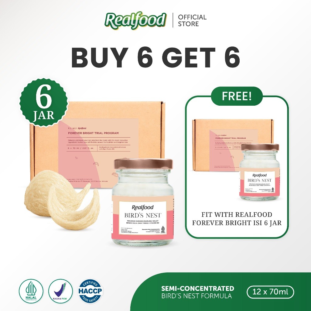

BUY 6 GET 6, Realfood Forever Bright Minuman Sarang Burung Walet