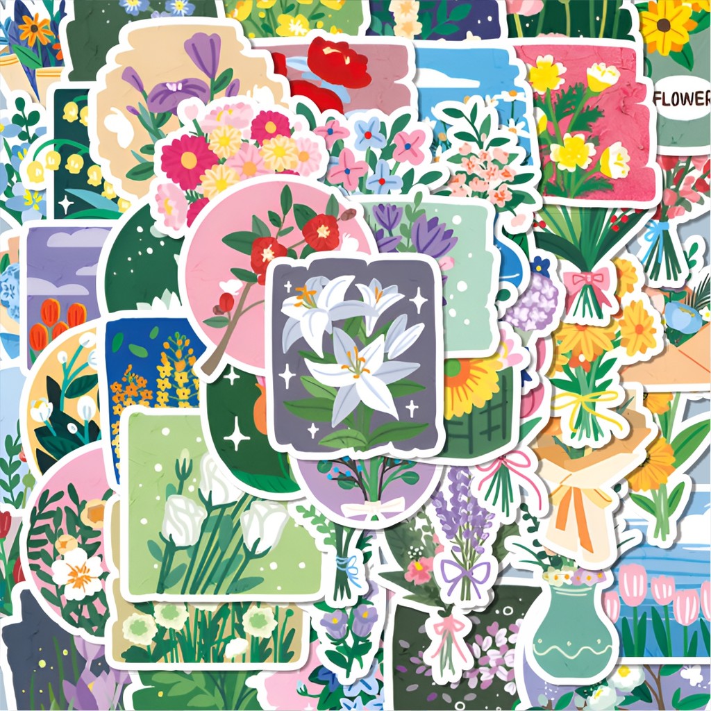

100PCS Lucu Stiker INS Style Oil Painting Flower [Lukisan Minyak Gaya INS Bunga] Stiker Aesthetic Stiker Anti Air Stikers Berperekat Waterproof sticker decal buat Motor Helm Buku Journal Koper Casing HP Laptop Botol Minum Hadiah anak