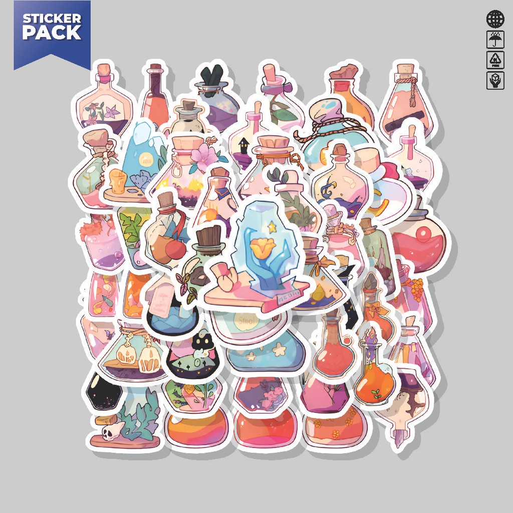

[100PCS]Stiker Pack Stiker Madicine Bottle Art [Seni Botol Obat] Aesthetic Vinyl Anti Air Dekorasi Sticker Laptop Buku Journal Koper Helm Casing HP Gitar Helm Skateboard