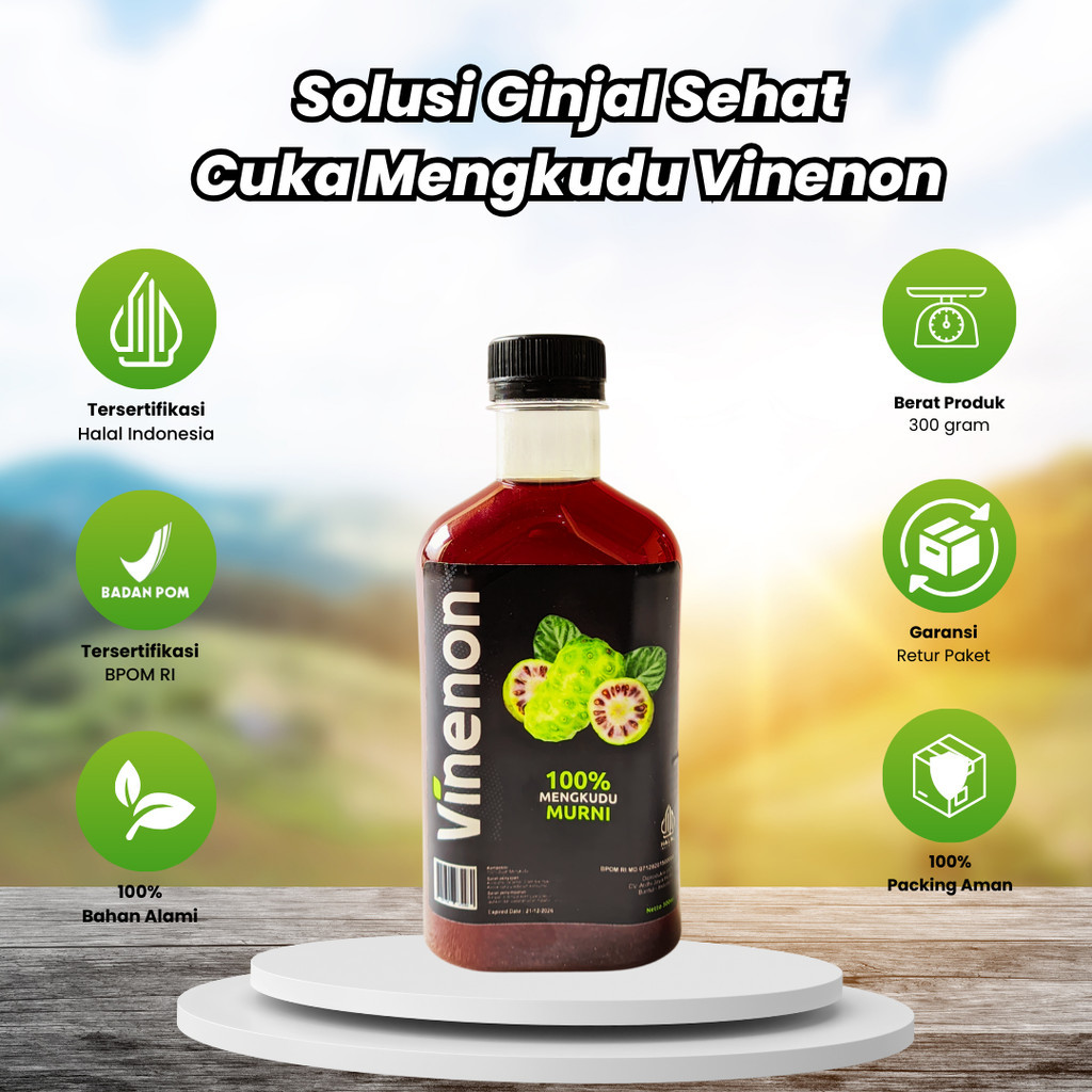 

Cuka Mengkudu Vinenon 1 Botol 100% Organik Atasi Asam Urat Nyeri Sendi