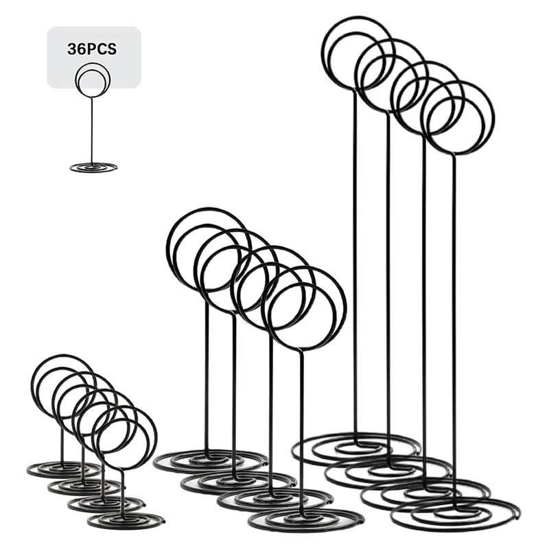 

A74E-36 Pcs Table Number Holders 3 Size Place Card Holder Name Numbers Menu Memo Note Card Picture Photo Holder Clip Stand