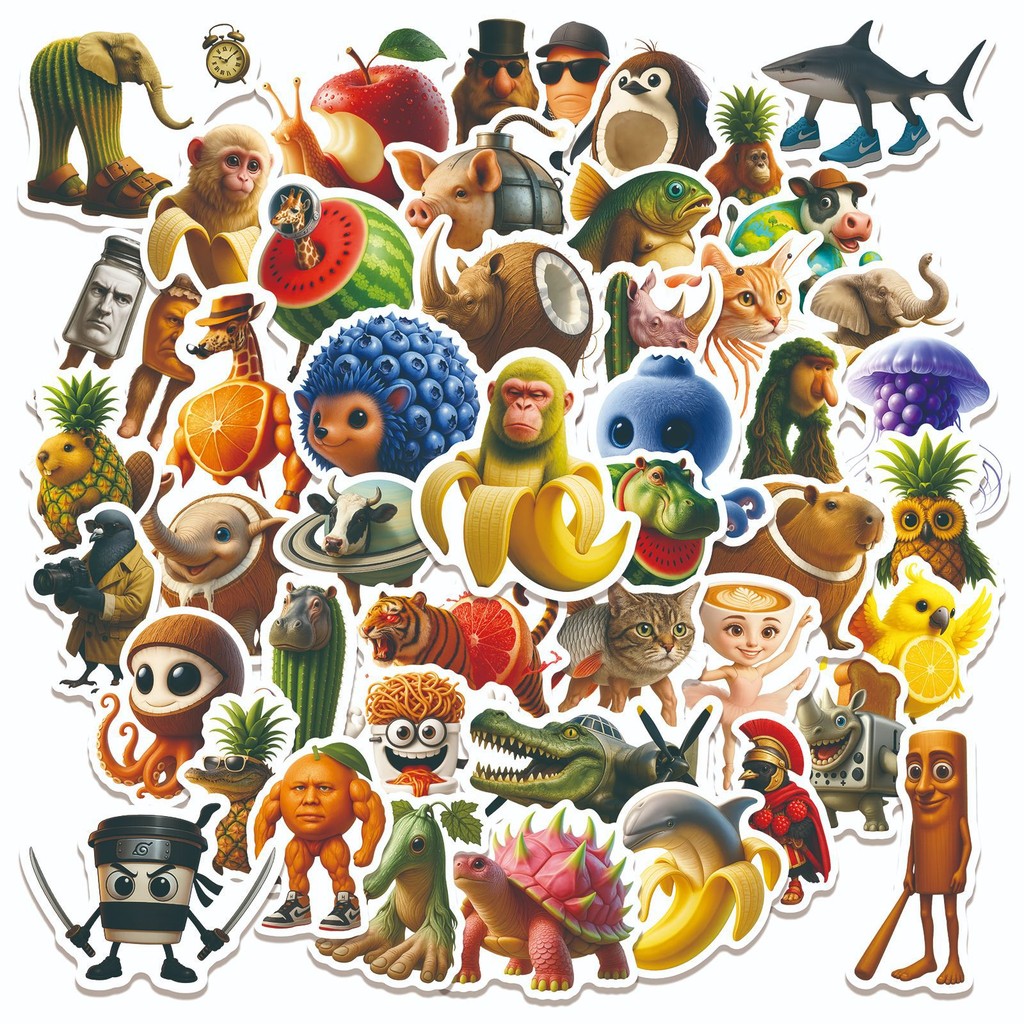 

60Pcs Tung Tung Sahur Italian Brainrot AI Abstrac Sealing Stickers DIY PVC Laptop Suitcase Notebook Stikers Reward Gift Toys