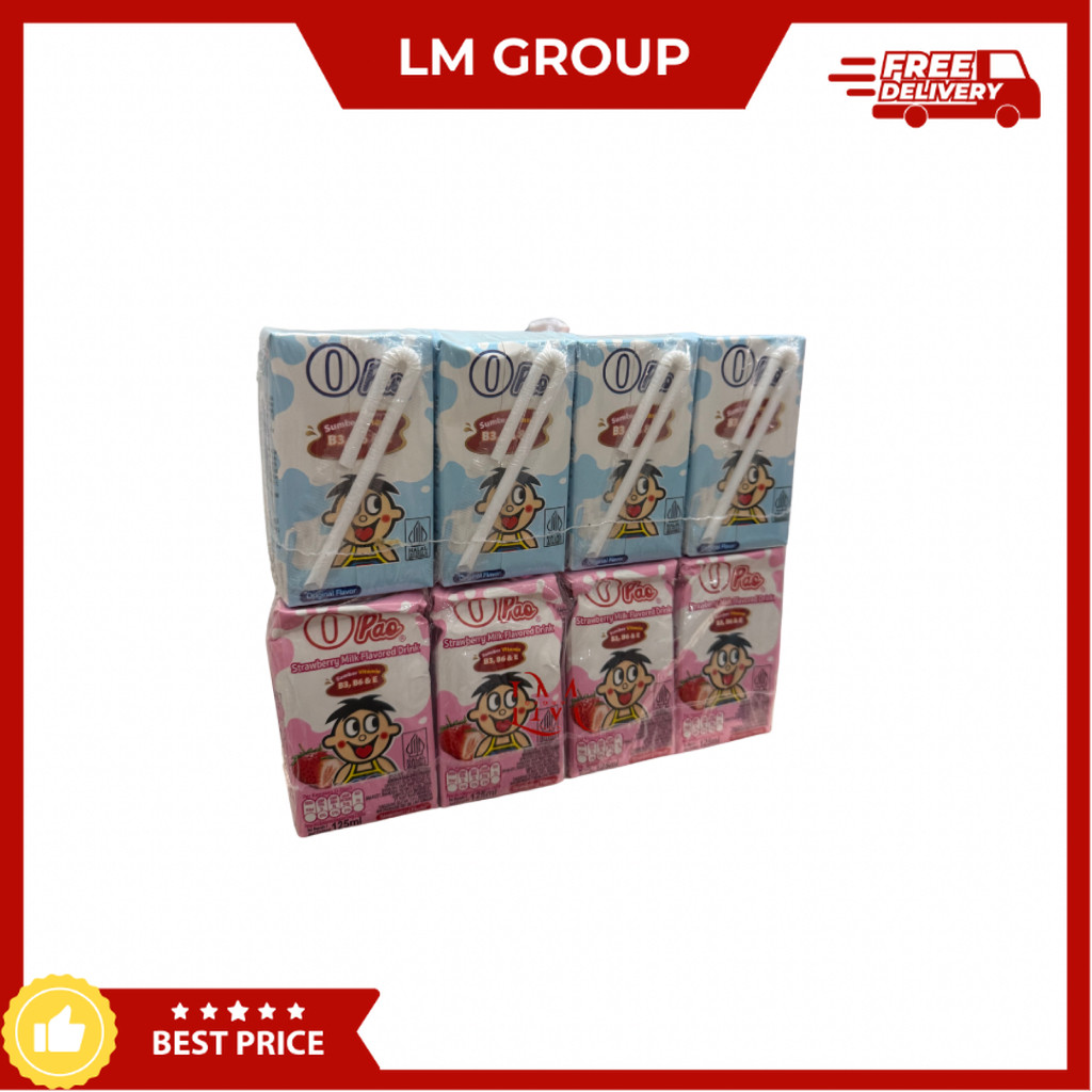

OPao Susu UHT Sumber Vitamin Rasa Original/Stroberi 125ml Cemilan Makanan Ringan LM Snack Grosir