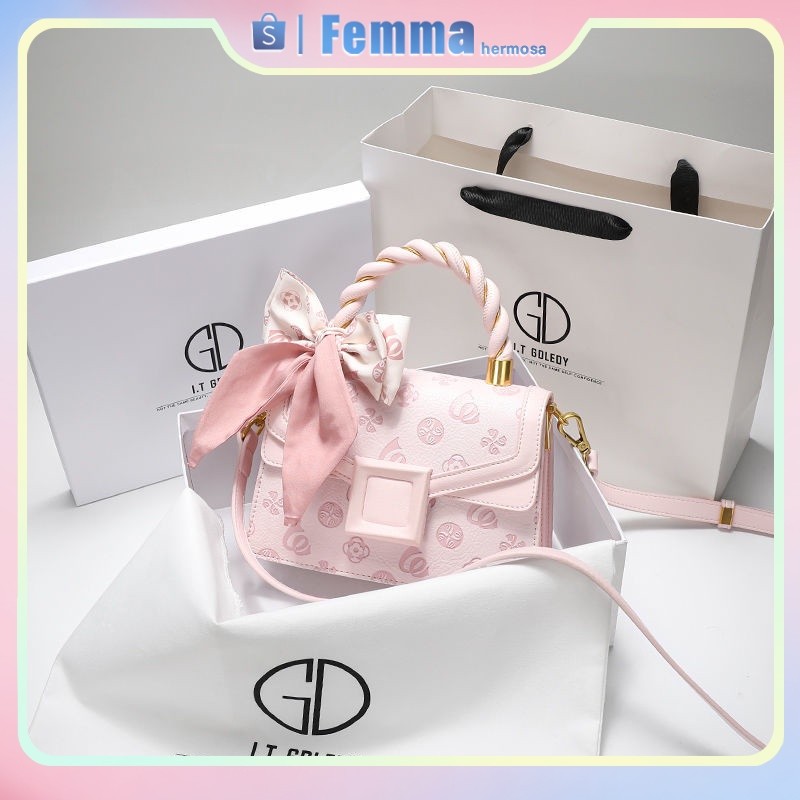 【READY】Niche tas wanita merek ringan tas wanita tas selempang tas tangan timbul merah muda tas bahu 